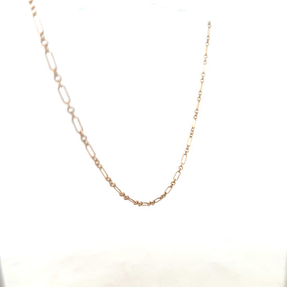 9ct yellow gold chain weighing 3.3g, unbranded jewelry with a classic link design, displayed on a plain background.