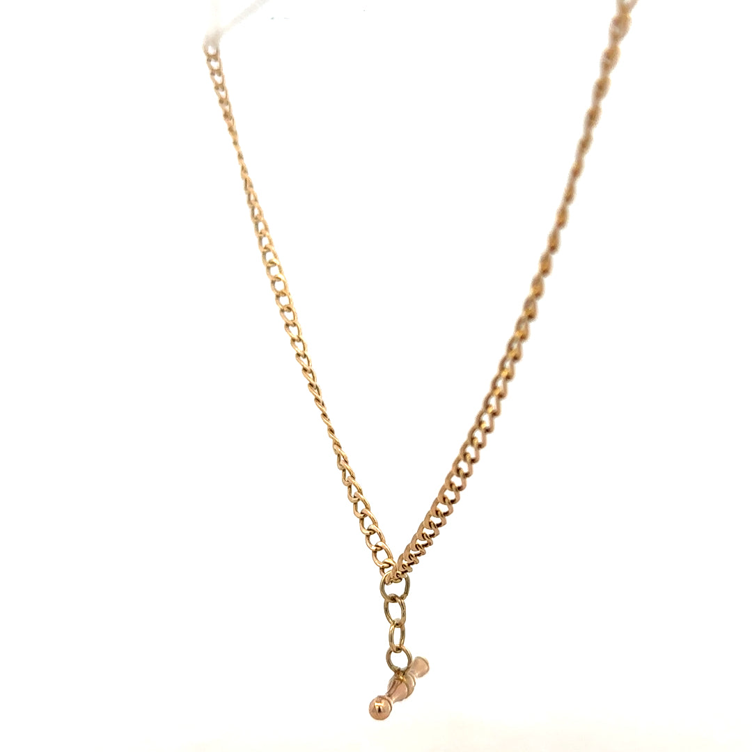9ct yellow gold chain weighing 3.7g, unbranded jewelry with a classic design, shown in a close-up image.