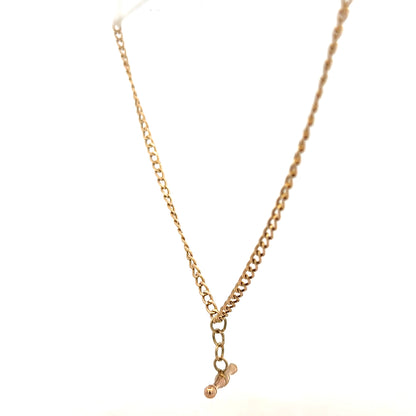 9ct yellow gold chain weighing 3.7g, unbranded jewelry with a classic design, shown in a close-up image.