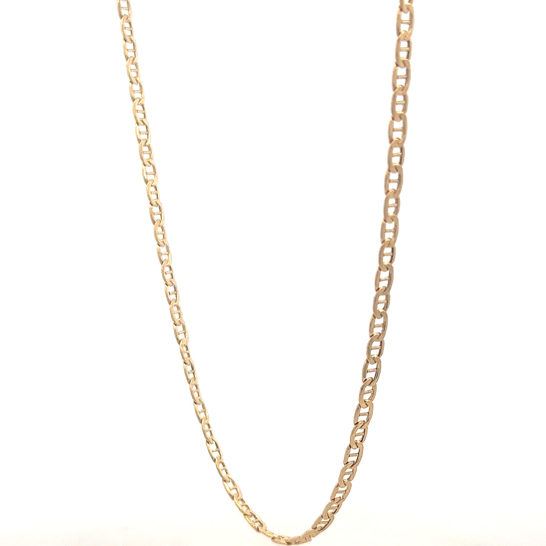 9ct yellow gold chain weighing 3.7g, unbranded, with a sleek, polished design visible in the image.