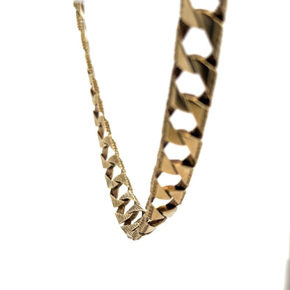 9ct yellow gold chain showing a secure clasp and smooth links, unbranded, weighing 61.2 grams for a classic jewelry piece.