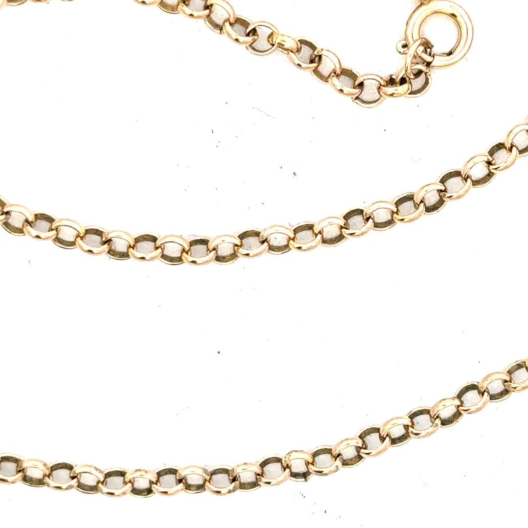 9ct yellow gold chain weighing 7.2g, unbranded, with a classic link design visible in the image.
