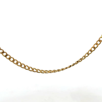 9ct yellow gold chain weighing 7.4g with a classic link design, unbranded jewelry piece on a plain background.