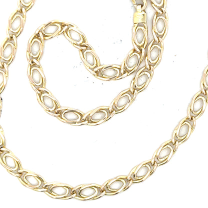 9ct yellow gold chain weighing 7.8g, displayed with a simple, elegant design, unbranded jewelry accessory.