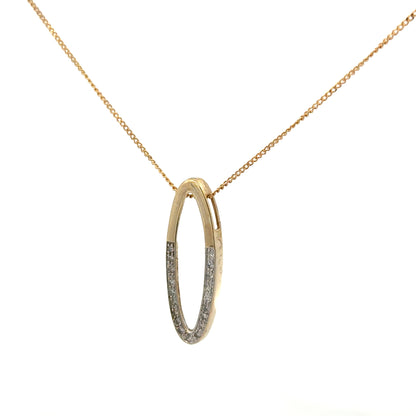 9ct yellow gold chain with diamond pendant, showcasing a delicate design and sparkling gemstone on a fine jewelry chain.