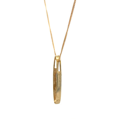 9ct yellow gold chain with diamond pendant, lightweight jewelry showing the chain and sparkling diamond stone on a white background.