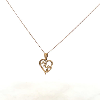 9ct yellow gold chain with mum pendant, 1.7g, unbranded jewelry featuring a delicate gold chain and a mum-shaped pendant.