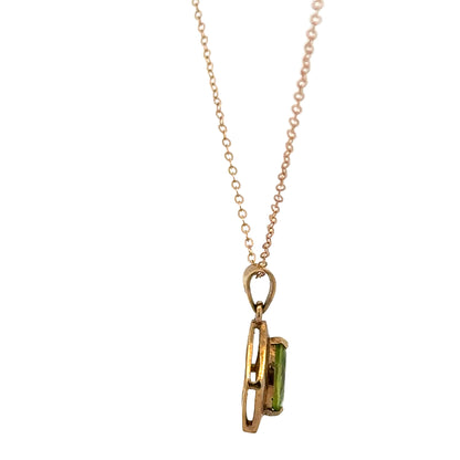 9ct yellow gold chain with pendant, lightweight jewelry piece weighing 2.2g, featuring a simple, elegant design.
