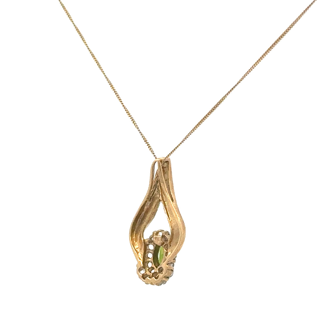 9ct yellow gold chain with pendant, 3g, unbranded, close-up view showing the detailed design of the jewelry piece.