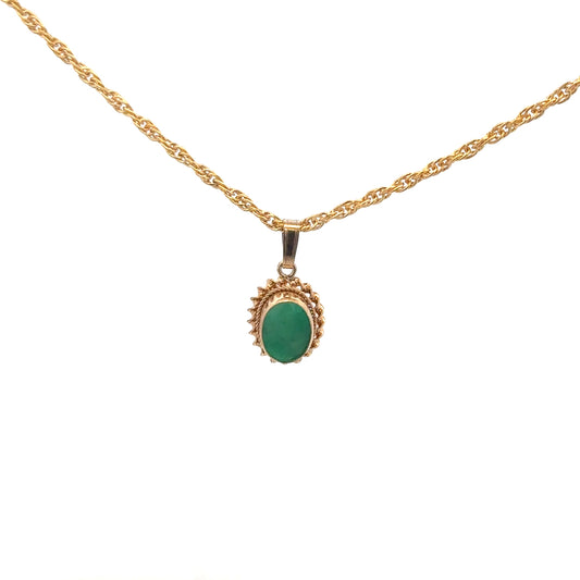 9ct yellow gold chain and pendant, unbranded, weighing 4.6g, with detailed close-up of the jewelry on a neutral background.