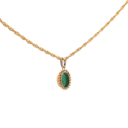 9ct yellow gold chain with pendant, unbranded, weight 4.6g, showcasing a delicate jewelry piece with detailed design.