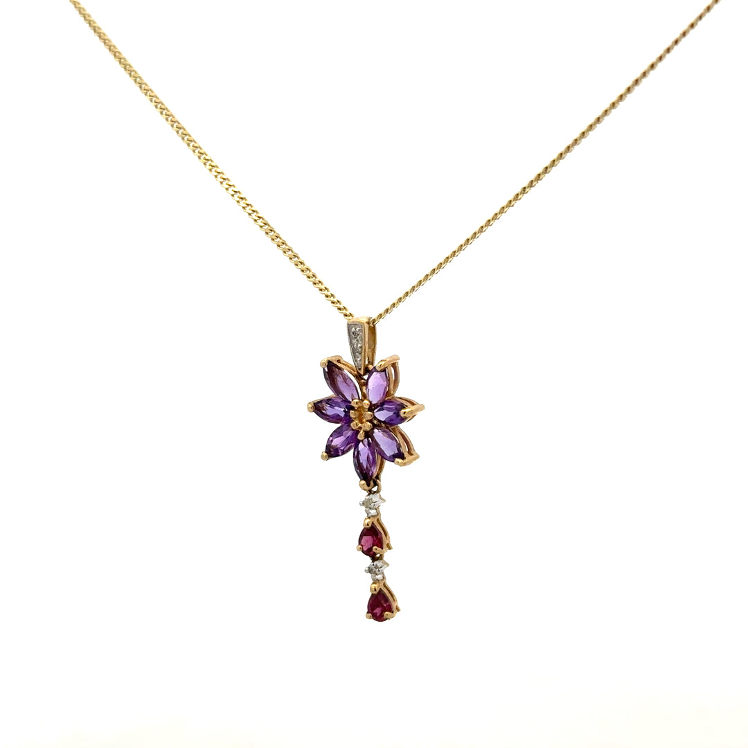 9ct yellow gold chain with pendant, 4 grams, unbranded jewelry, showcasing the elegant chain and detailed pendant design.