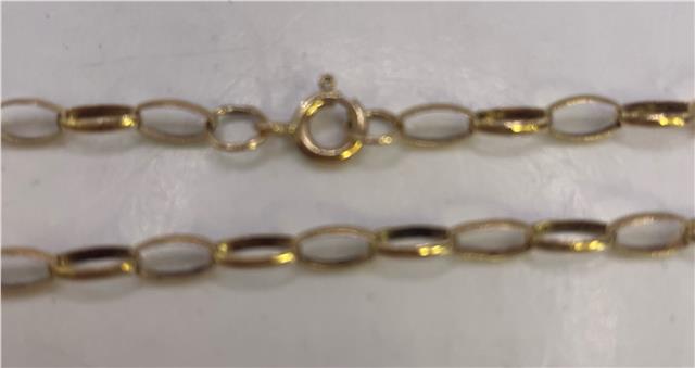 9ct yellow gold chain featuring a delicate link design, perfect for everyday wear or layered jewelry.