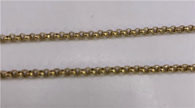 9ct yellow gold chain with a delicate link design, showcased in this image. Perfect for elegant jewelry styling.