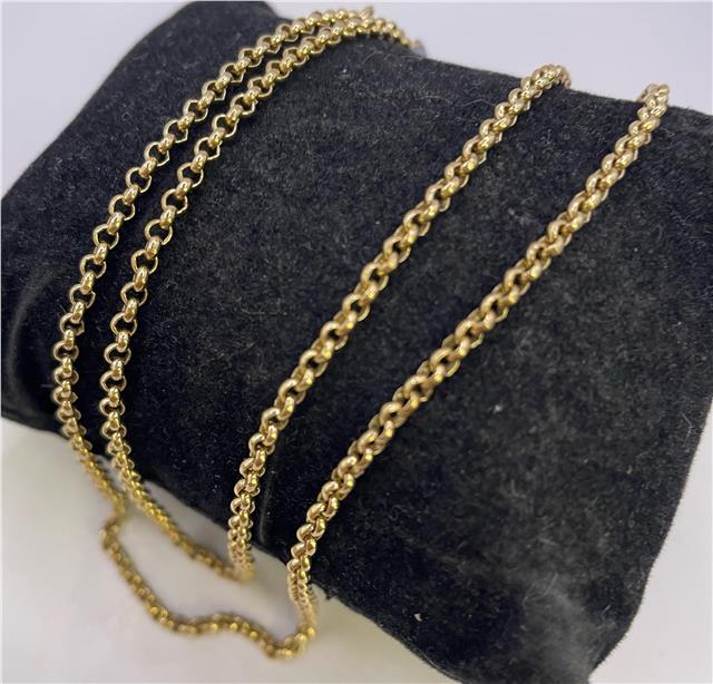 9ct yellow gold chain with intricate link design, unbranded jewelry accessory showing close-up of chain detail