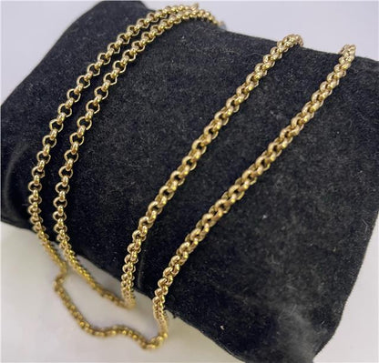 9ct yellow gold chain with intricate link design, unbranded jewelry accessory showing close-up of chain detail