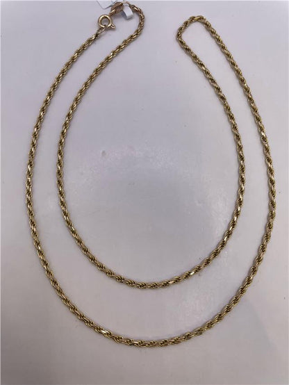 9ct yellow gold chain featuring a delicate link design, perfect for everyday wear or layering.