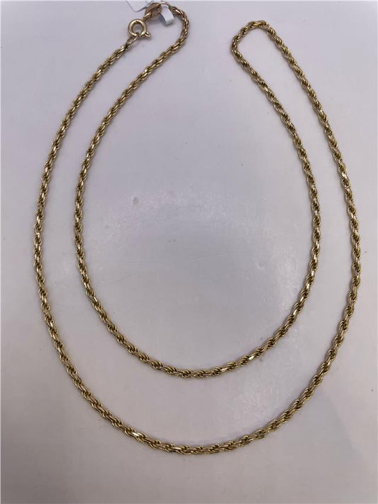 9ct yellow gold chain featuring a delicate link design, perfect for everyday wear or layering.