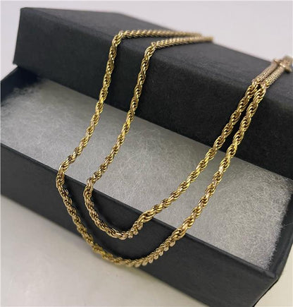 9ct yellow gold chain, unbranded jewelry accessory, close-up view of the elegant gold chain design.