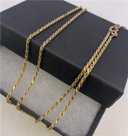 9ct yellow gold chain with a classic link design, showcasing a shiny, polished finish on a neutral background.