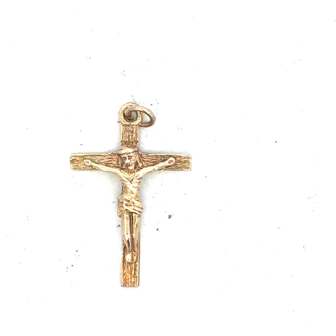 9ct yellow gold cross pendant weighing 1.6g, showcasing a simple and elegant design with a polished finish.