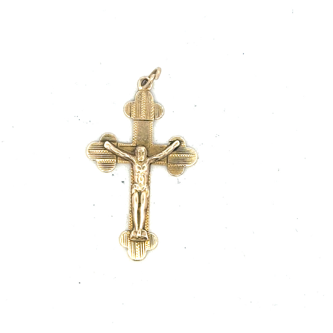9ct yellow gold cross pendant weighing 2.7g, featuring a simple and elegant design, ideal for necklaces and everyday wear.
