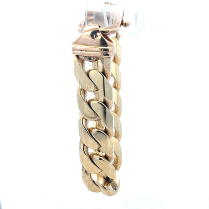 9ct yellow gold curb bracelet with a 127g weight, featuring classic interlocking links, unbranded jewelry for men or women