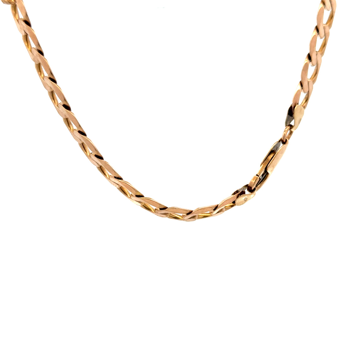 9ct yellow gold curb bracelet weighing 13.2g, featuring interlinked flat oval links, unbranded jewelry accessory.