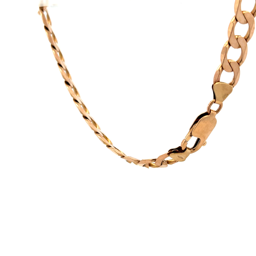 9ct yellow gold curb bracelet weighing 13.2g with a classic linked design, unbranded jewelry shown on a neutral background.