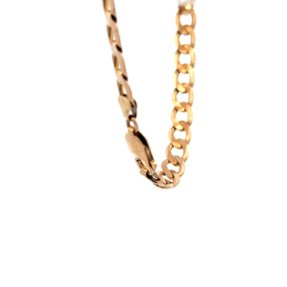 9ct yellow gold curb bracelet weighing 13.2g, featuring linked gold chains, unbranded, with a polished finish.