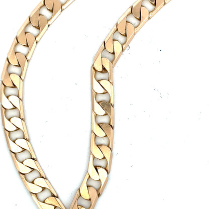 9ct yellow gold curb bracelet weighing 14.5g, featuring classic linked chain design, unbranded jewelry accessory.