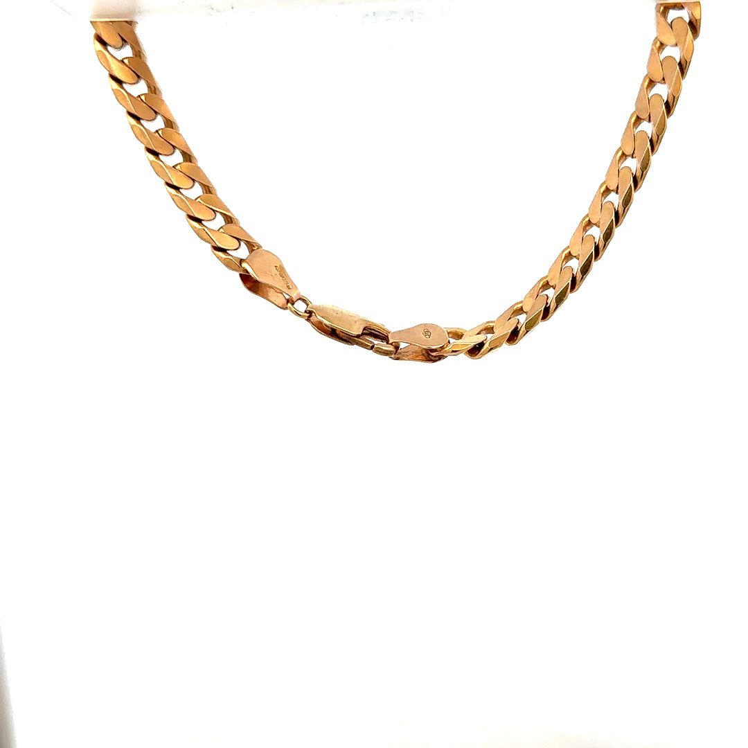 9ct yellow gold curb bracelet weighing 17.1g, featuring classic linked chain design, unbranded jewelry.