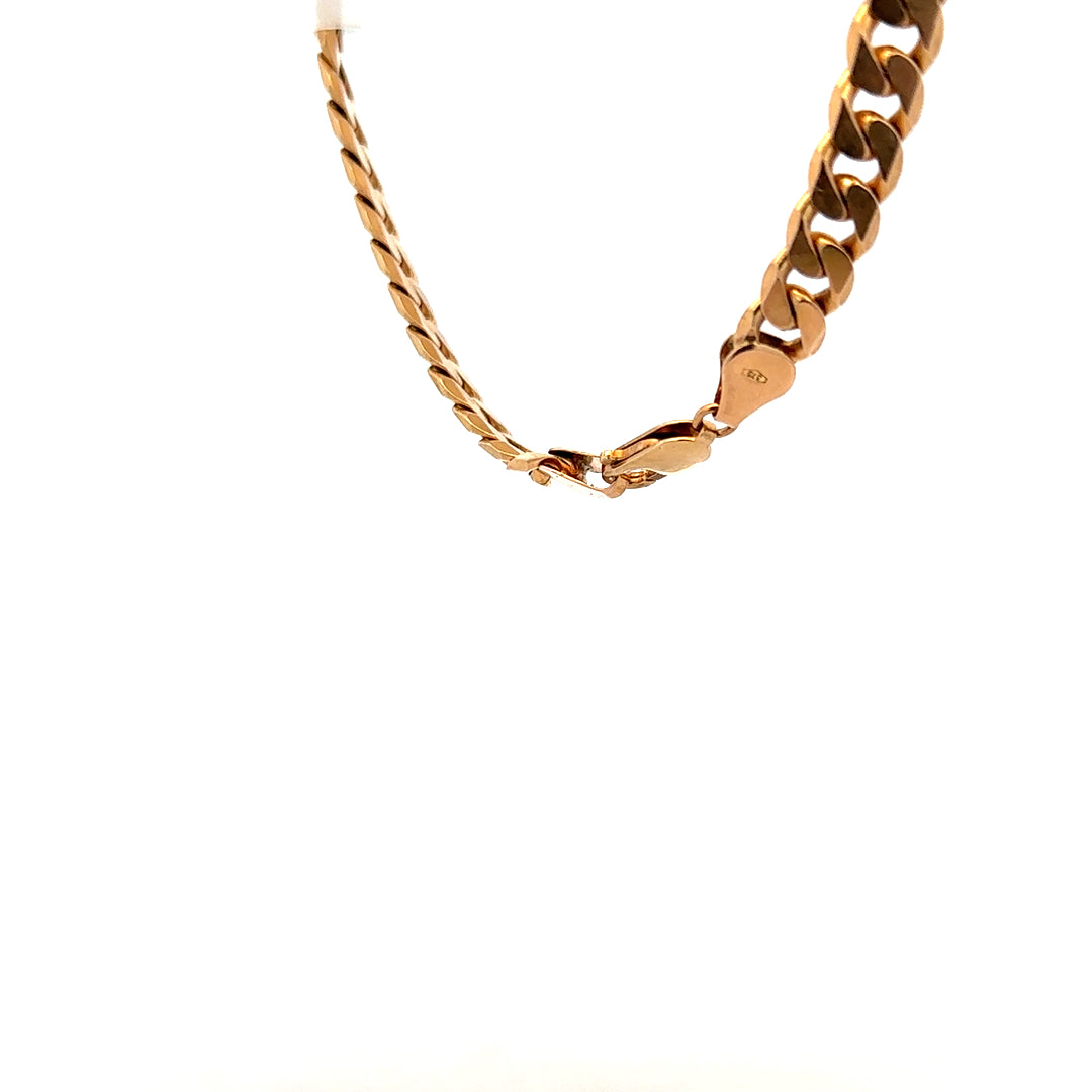 9ct yellow gold curb bracelet weighing 17.1g, featuring classic interlinked chain links, unbranded jewelry accessory.