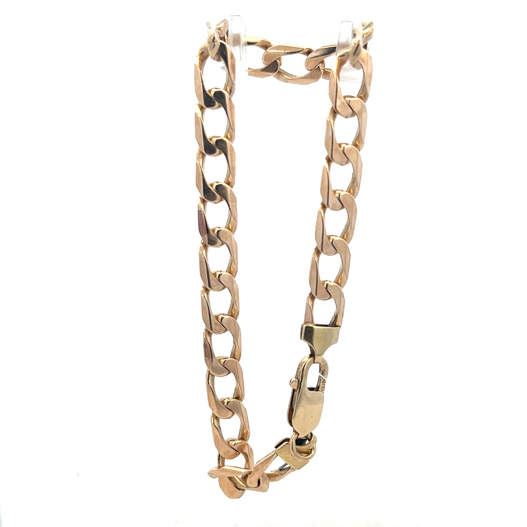 9ct yellow gold curb bracelet weighing 18.3g, unbranded, featuring classic linked chain design for stylish jewelry.