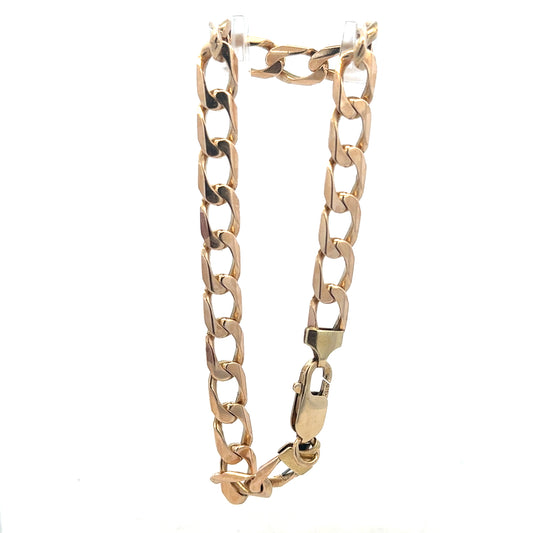 9ct yellow gold curb bracelet weighing 18.3g, unbranded, featuring classic linked chain design for stylish jewelry.