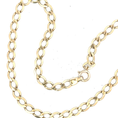 9ct yellow gold curb bracelet weighing 3.9g, unbranded jewelry with a classic chain design, shown in the product image.