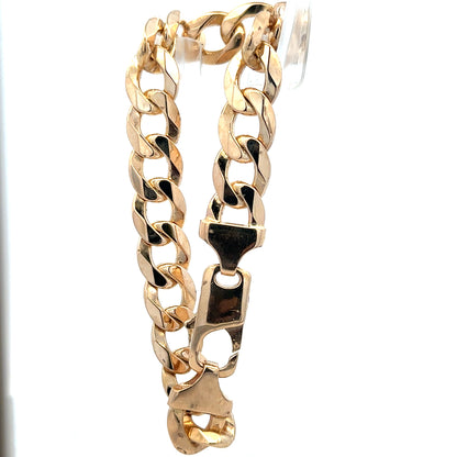 9ct yellow gold curb bracelet weighing 47.5g, unbranded jewelry with a classic chain link design.