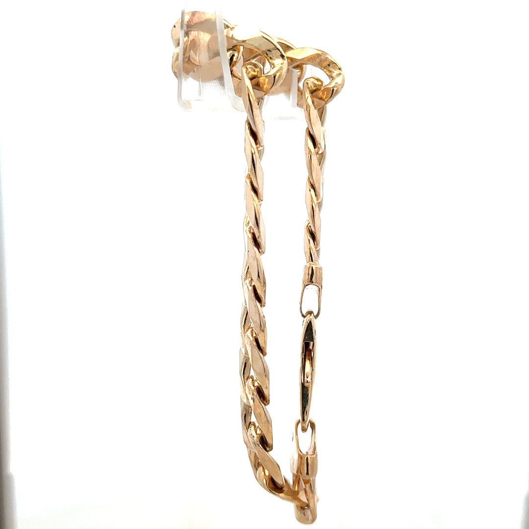 9ct yellow gold curb bracelet weighing 47.5g, unbranded, with a classic linked chain design visible in the image.