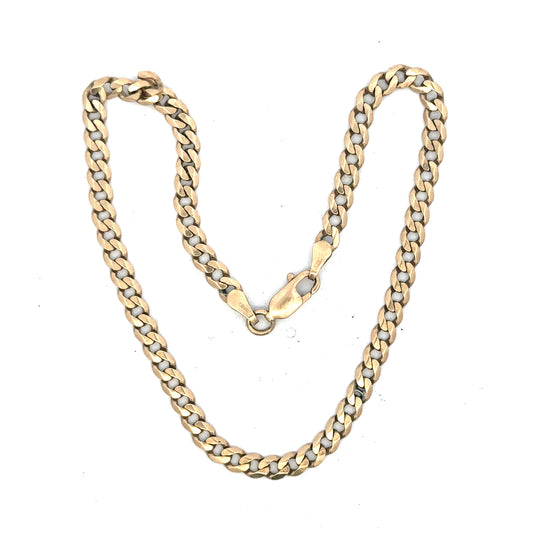 9ct yellow gold curb bracelet weighing 5.2g, unbranded, featuring classic linked design, shown in a close-up image.