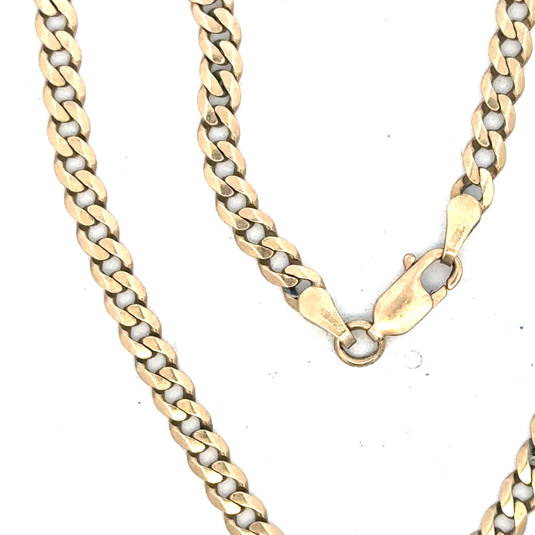 9ct yellow gold curb bracelet weighing 5.2g, unbranded, with a classic linked chain design shown in the image.