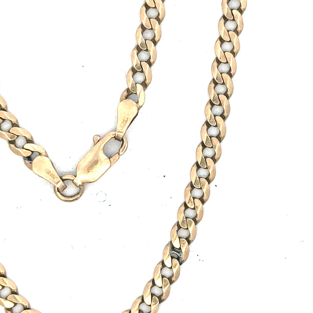 9ct yellow gold curb bracelet weighing 5.2g, unbranded, with classic linked chain design visible in the image.