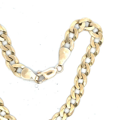 9ct yellow gold curb bracelet weighing 8.3g, featuring a classic chain design, unbranded jewelry accessory.