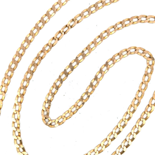 9ct yellow gold curb chain weighing 11.5g, showing the detailed links and polished finish.