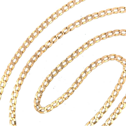 9ct yellow gold curb chain weighing 11.5g, showcasing its polished links and classic design for stylish jewelry.