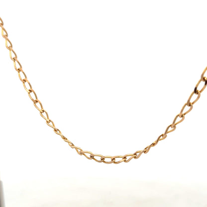 9ct yellow gold curb chain weighing 13.2g, showcasing a classic linked design with a polished finish
