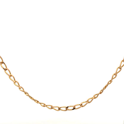 9ct yellow gold curb chain weighing 13.2g, showcasing a classic linked design with a polished finish.
