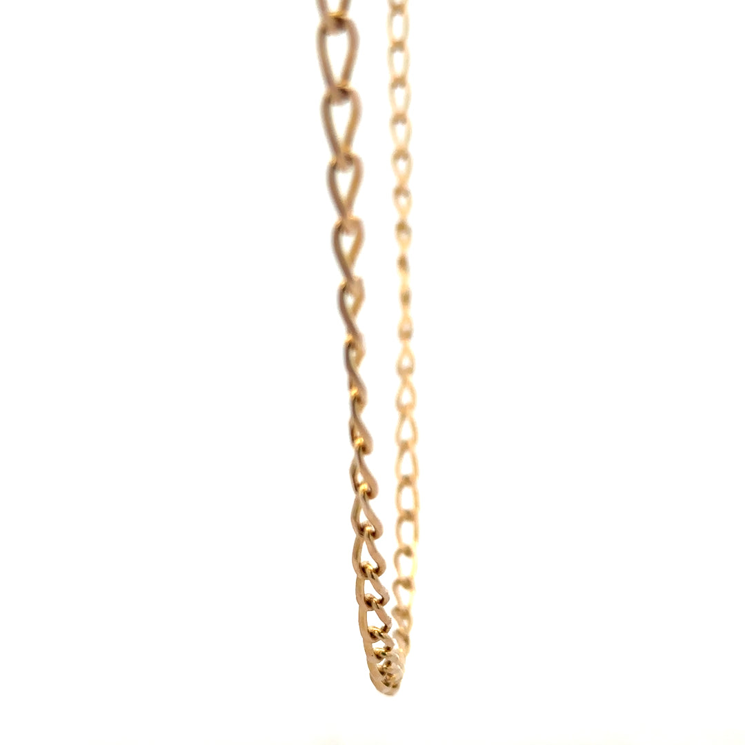 9ct yellow gold curb chain weighing 13.2g, featuring classic linked design, unbranded jewelry accessory.