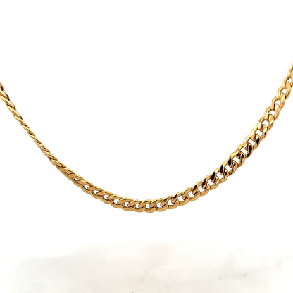 9ct yellow gold curb chain weighing 14.6g, featuring classic linked design, unbranded jewelry accessory.