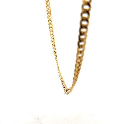 9ct yellow gold curb chain weighing 14.6g, close-up view showing the links and shiny gold finish.