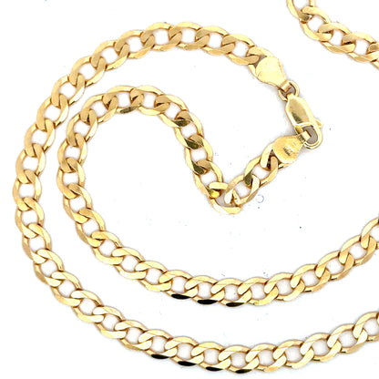 9ct yellow gold curb chain weighing 14.7g, featuring a classic link design, unbranded jewelry accessory.